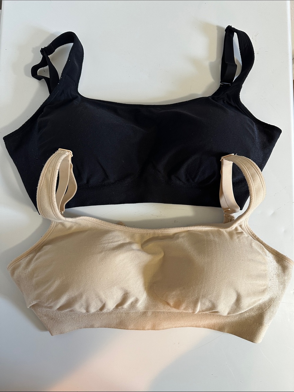 Shapermint Seamless Wireless Comfort Bras - Black & Beige Pair